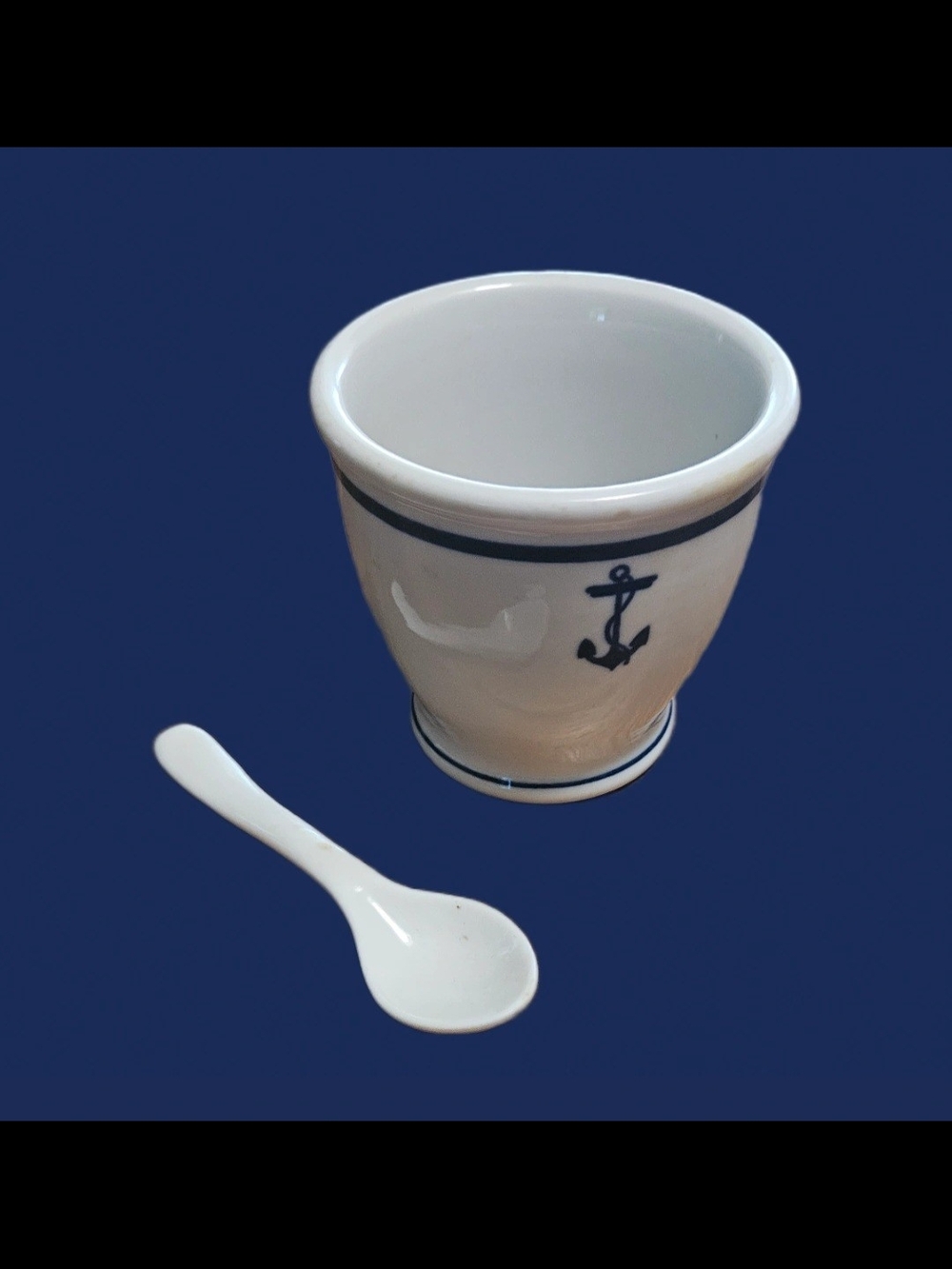 Vintage 1960 Navy Wardroom Egg Cup Buffalo China Fouled Anchor Cold War & Spoon